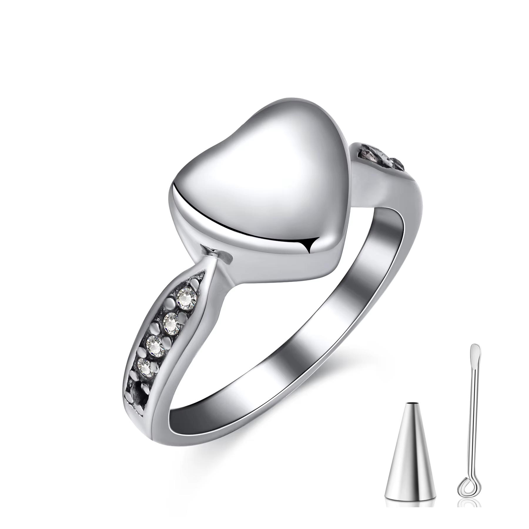 Anneau de crémation de coeur de cristal pour des cendres, bijoux d'urnes de doigt de Keepplex, taill