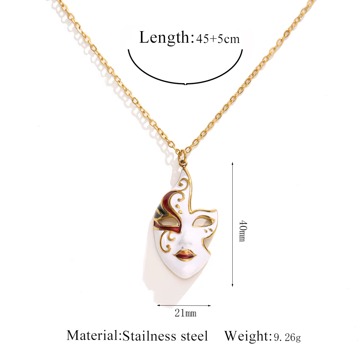 AURORA – colliers avec pendentif masque en émail Vintage pour femmes, collier ras du cou en acier in