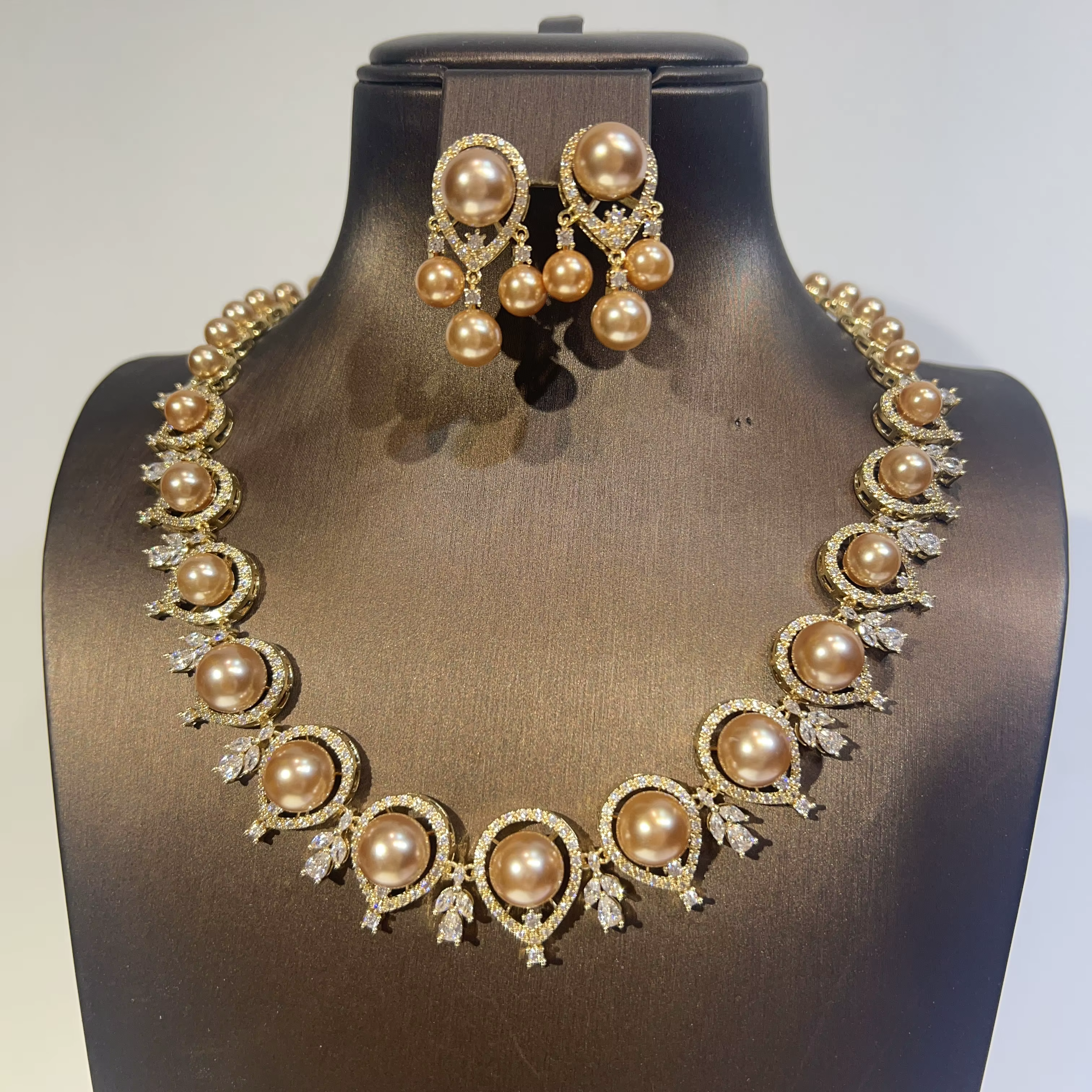 ASKm-Collier de perles en or de forme ronde pour femmes, bijoux saoudiens de Dubaï, fête de mariage 
