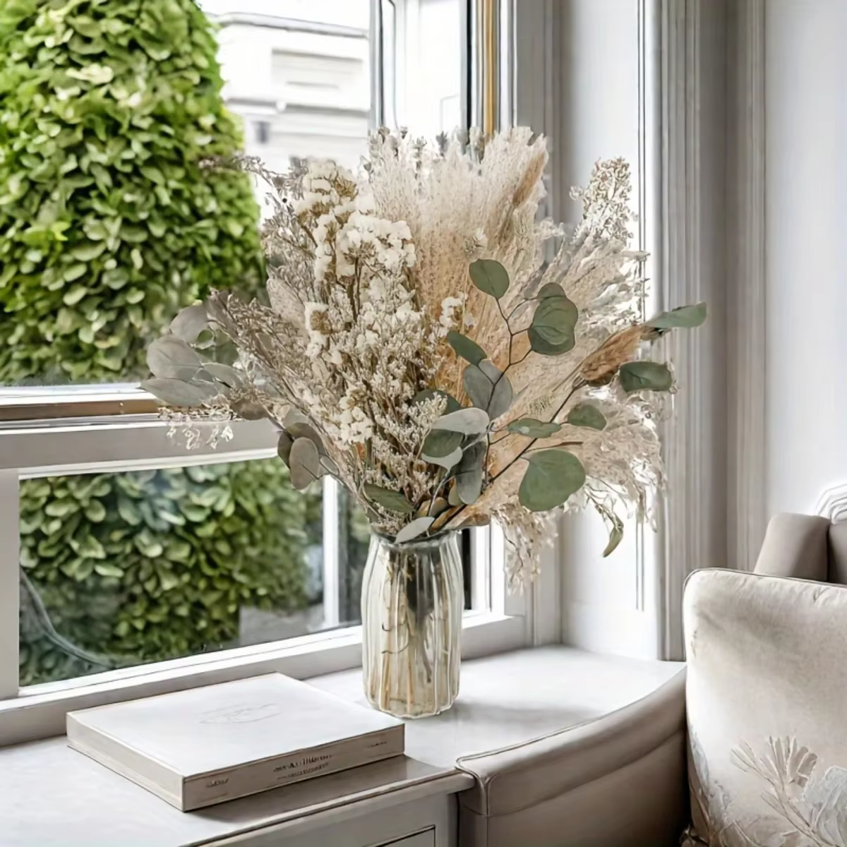 Bouquet de fleurs séchées naturelles pour la décoration intérieure, arrangement de mariage, roseaux 