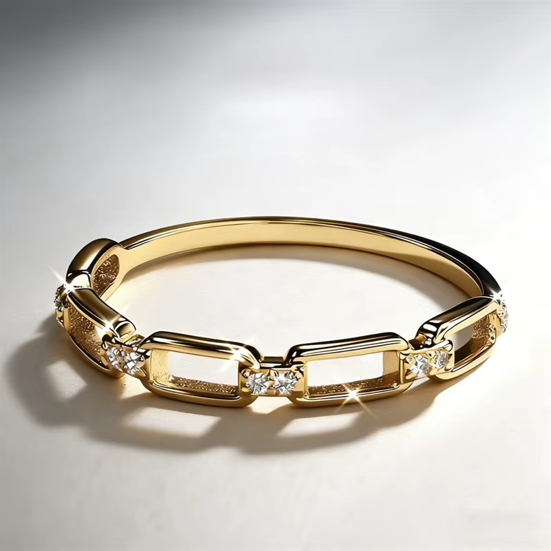 Huitan – bague à chaîne avec zircons cubiques brillants pour femmes, bijoux à porter au quotidien, a