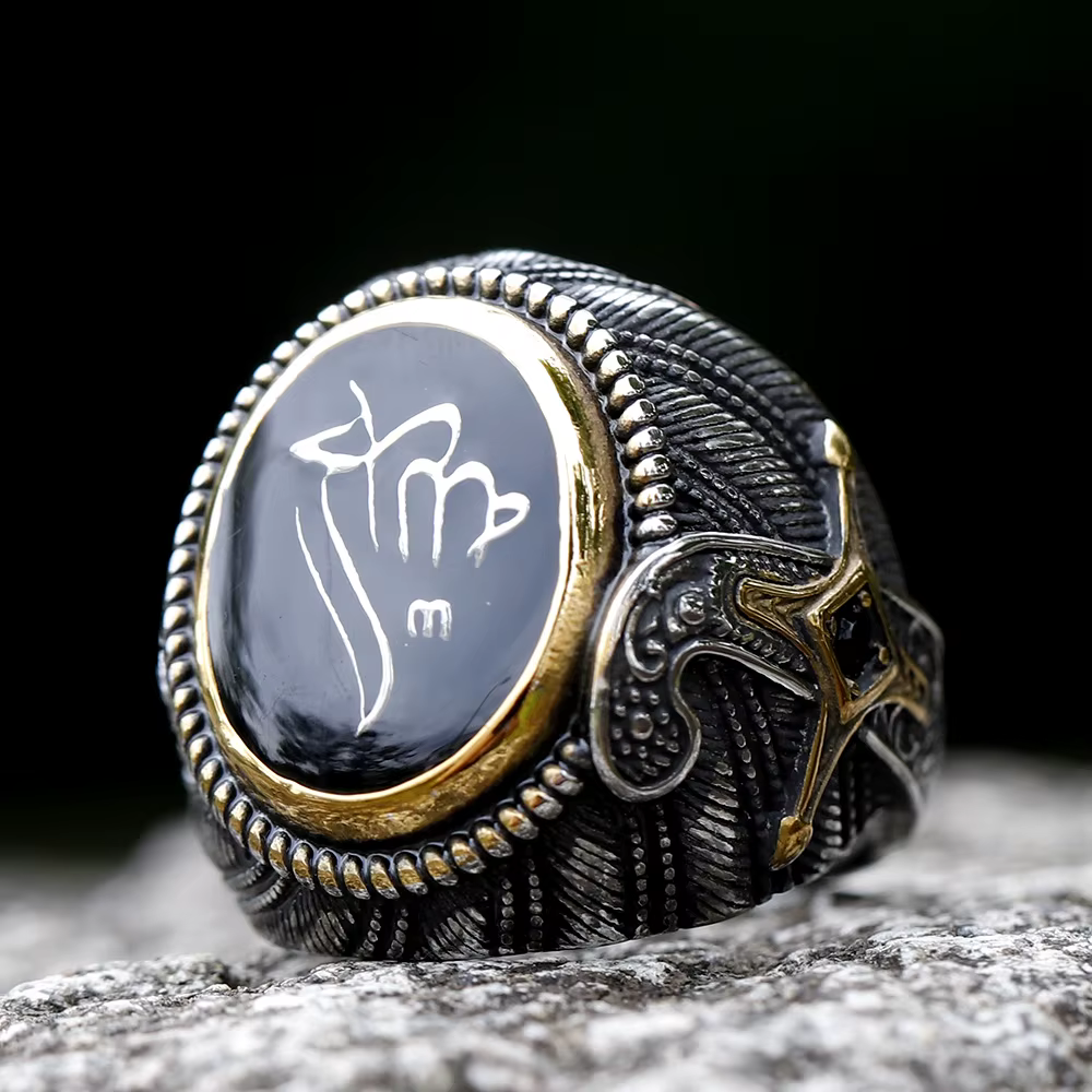 Bague turque en acier inoxydable 316L, nouveau Design Unique, chevalière turque, pierre de Zircon, b