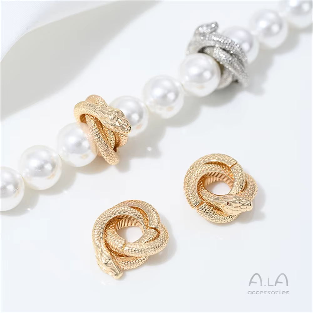 Anneau de course enroulé en or 14 carats en forme de salle à trois cercles, perles séparées, zodiaqu