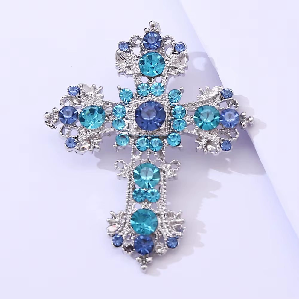 Broches croisées en alliage et strass pour femmes, unisexes, de luxe, personnalisées, badges en cris