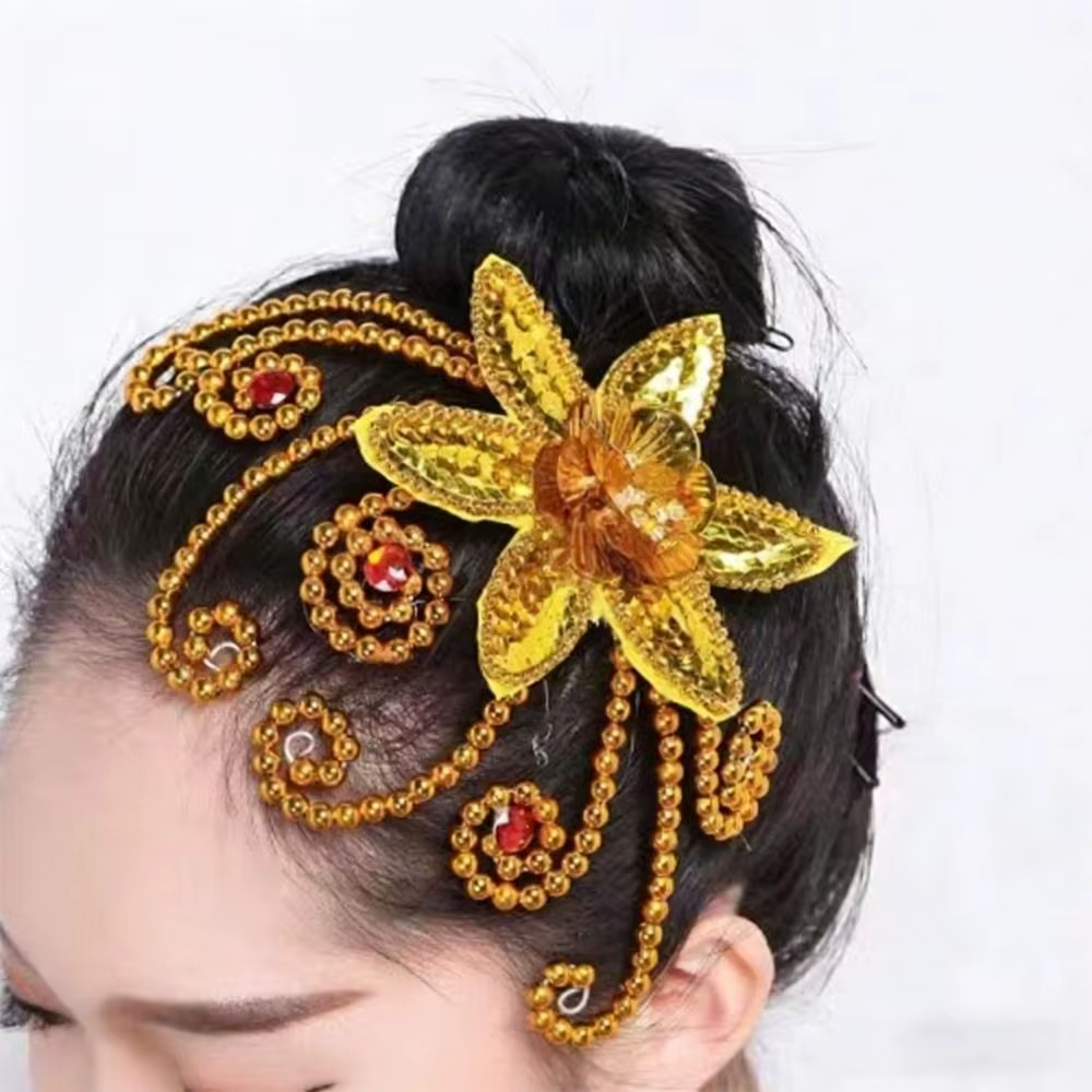 Coiffe de danse fleurs de cristal, style chinois, design classique, pour spectacle, diadème de scène