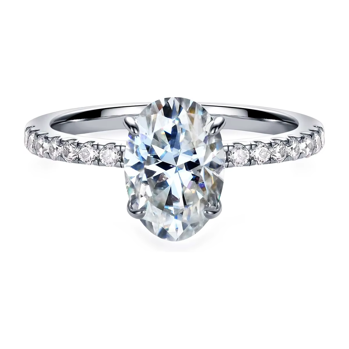 Bague ovale brillante Moissanite 2ct, diamant de laboratoire plaqué or 18 carats, argent S925, bijou