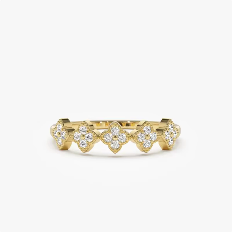 Lnngy 2mm Moissanite bague avec certificat 925 en argent Sterling grappe fleur anneaux de mariage po