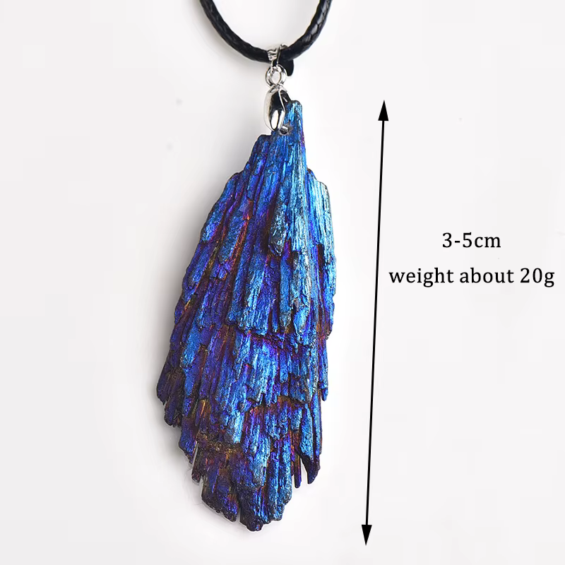 Collier pendentif en cristal naturel pour femme, bijoux arc-en-ciel Aura, pierre de jais, bleu blaze