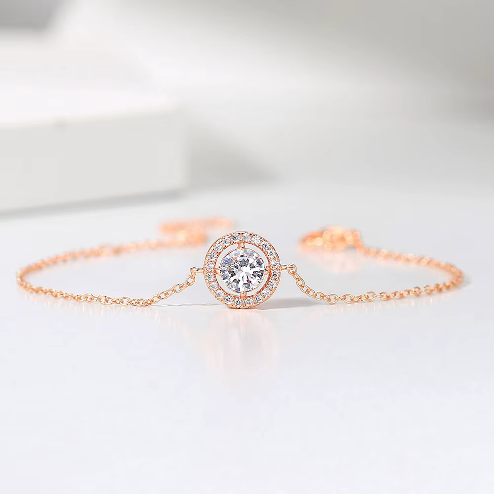 Bracelets à breloques ronds en cristal pour femmes, chaîne en or de zircone multicolore sur la main,