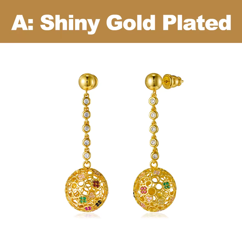IVOG – boucles d'oreilles pendantes ajourées pour femmes, incrustées de pierres de Zircon colorées, 