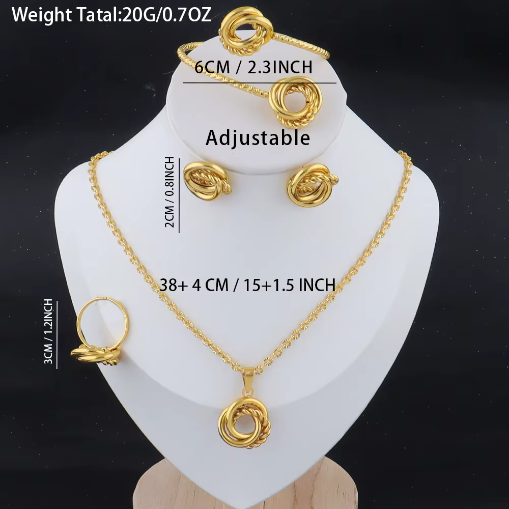 Nouvelle mode en acier inoxydable couleur or cercles imbriqués chiffres romains ensembles de bijoux 