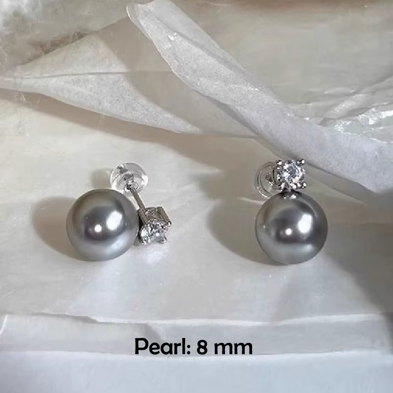 Senlissi - Nouvelles boucles d'oreilles clous rétro de style palais gris clair pour femmes 8-12mm en