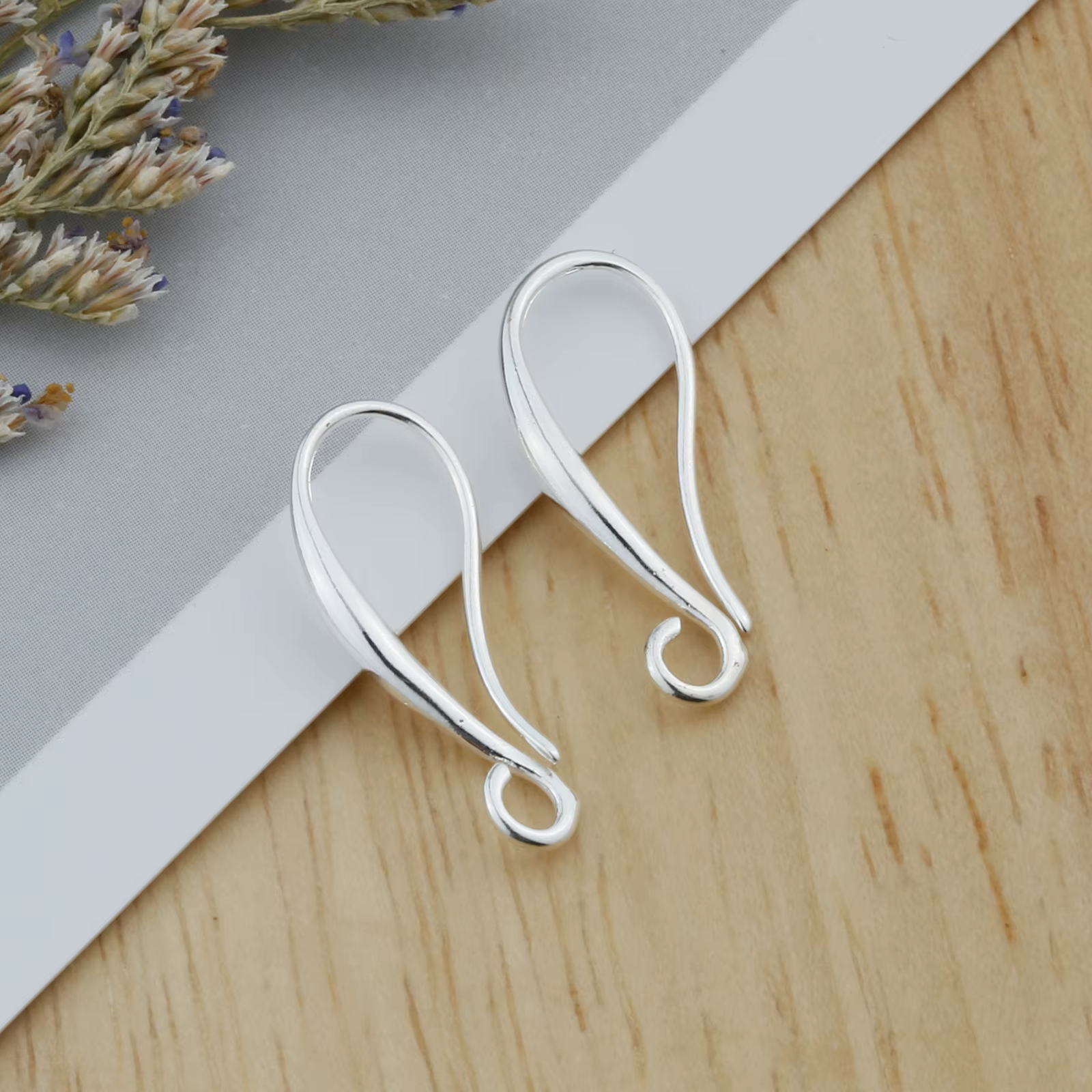 Fermoirs lisses et crochet d'oreille, accessoires de bijoux, véritable argent pur 925, six boucles d