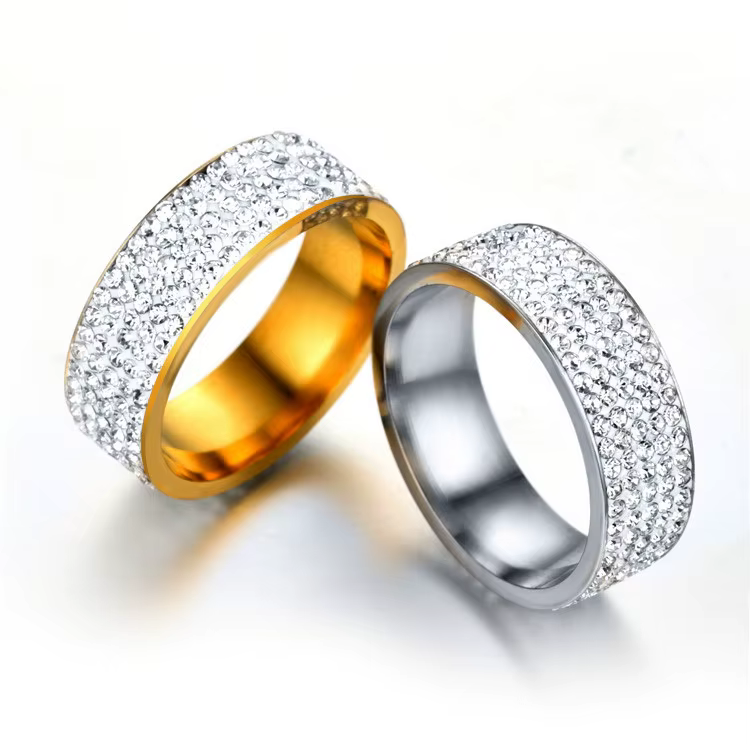 Bague en acier de Style rétro Vintage pour femmes, 5 rangées de bijoux en cristal clair, bagues de f