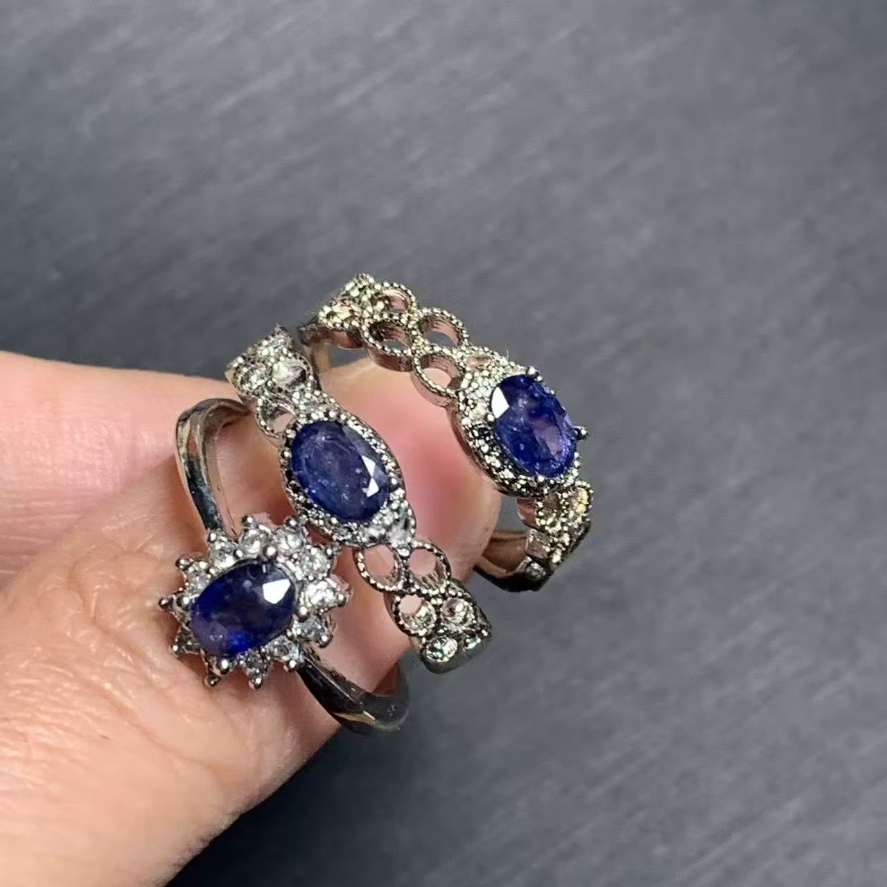 Bague en saphir naturel réglable pour femme, bijoux pour femme, cadeau, vente en gros, haute qualité