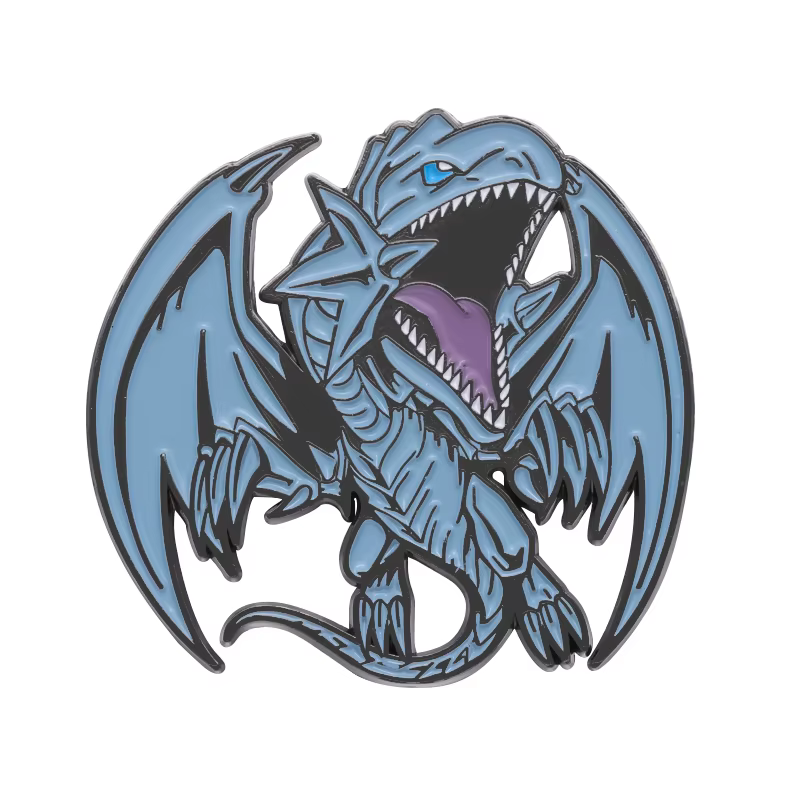 Broche Dragon blanc aux yeux bleus, broche en émail, Badges périphériques de jeu animé, sacs à dos à