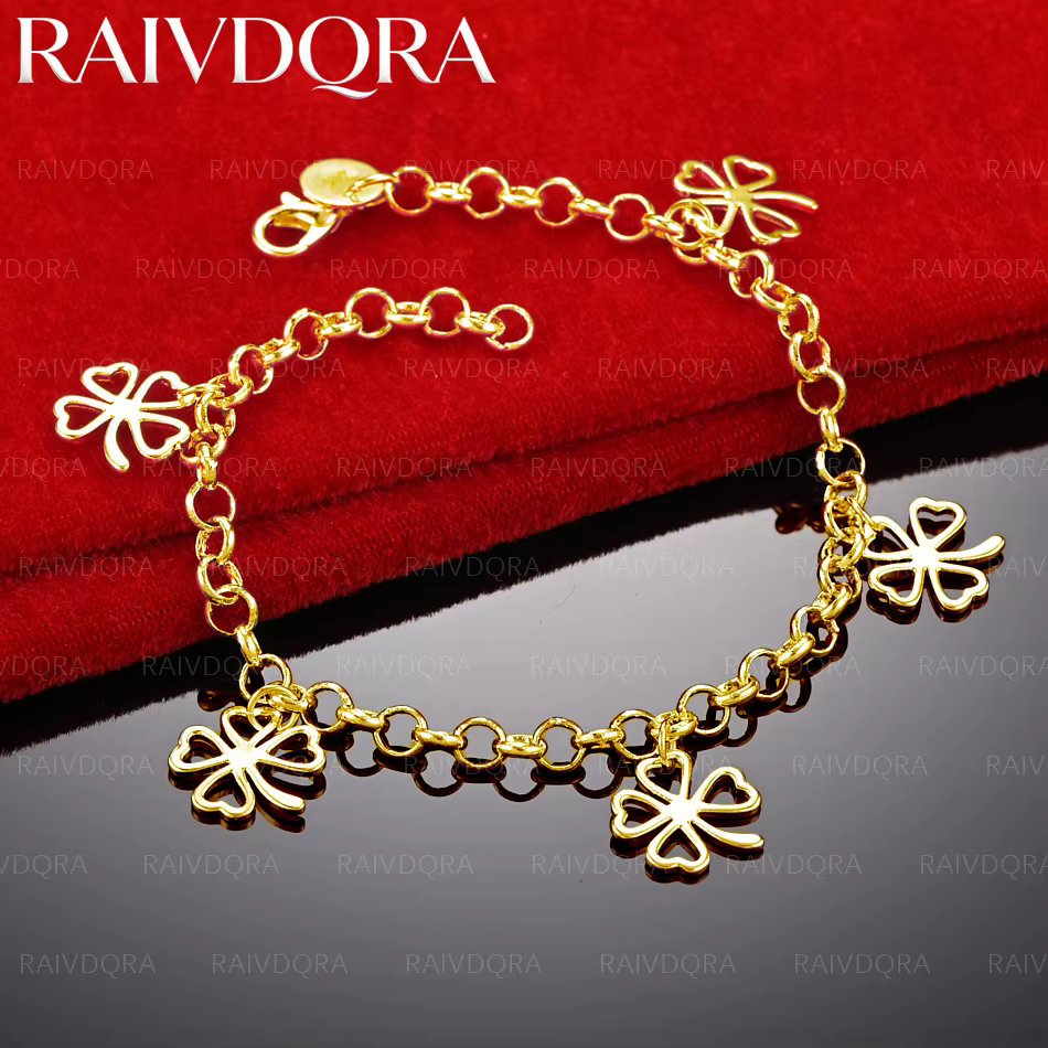 Bracelet pendentif trèfle plaqué or 18 carats pour femmes, bijoux de boutique, mode, cadeaux porte-b