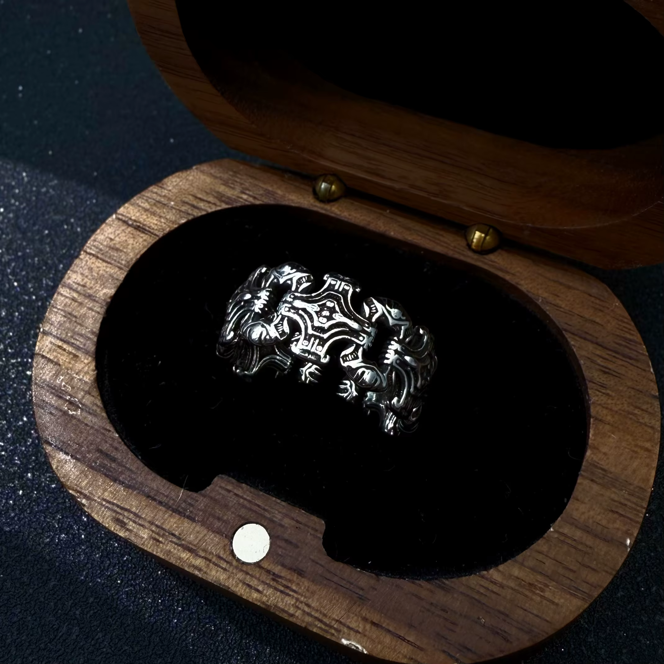 Bague ouverte réglable avec croix en chaîne rétro pour hommes, en cuivre plaqué argent, gothique, Pu