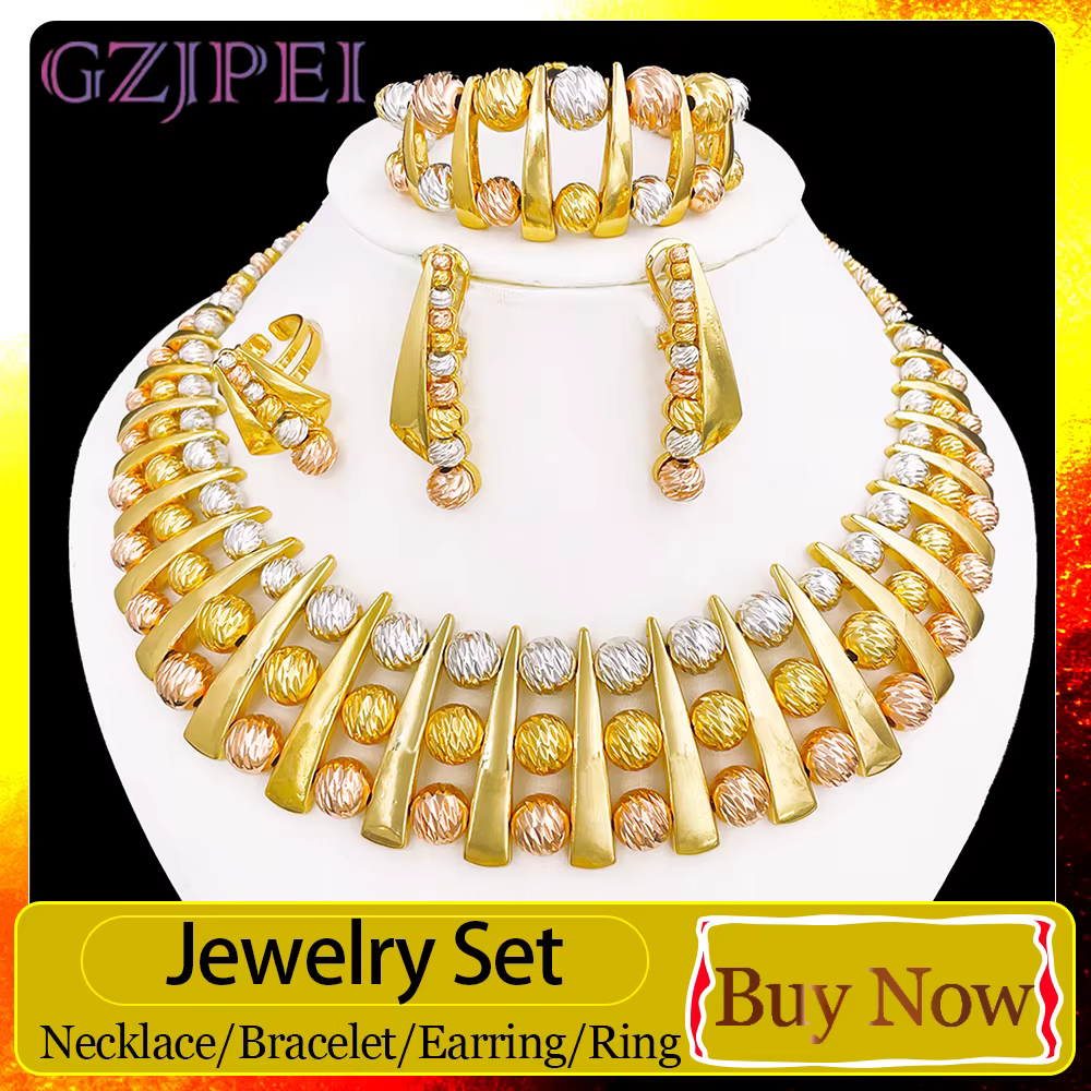 Ensemble de bijoux de luxe GZJPEI, haute qualité, magnifique design tricolore pour femmes, bijoux de