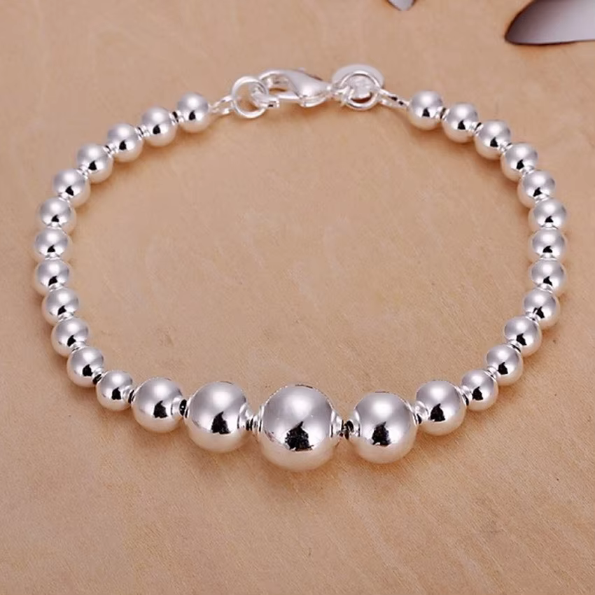Bracelet en argent Sterling 925 pour femmes, bijoux à la mode, chaîne de perles, pour dames, fête de