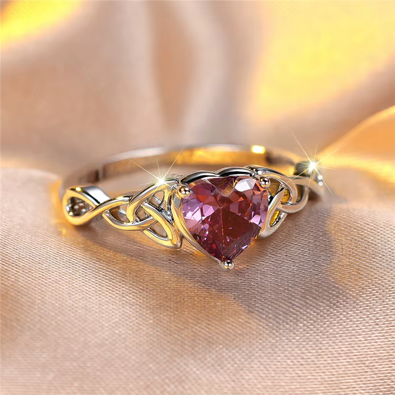 Bague de fiançailles en forme de cœur en pierre de Zircon bleu pour femme, bijoux de mariage couleur