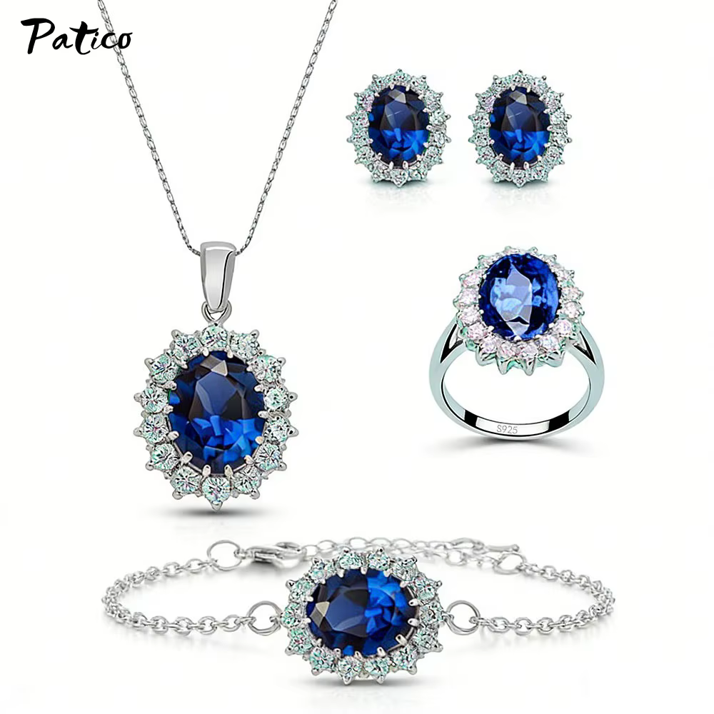 Ensemble de bijoux en argent Sterling 925 véritable pour femmes et filles, accessoire de bijoux pour