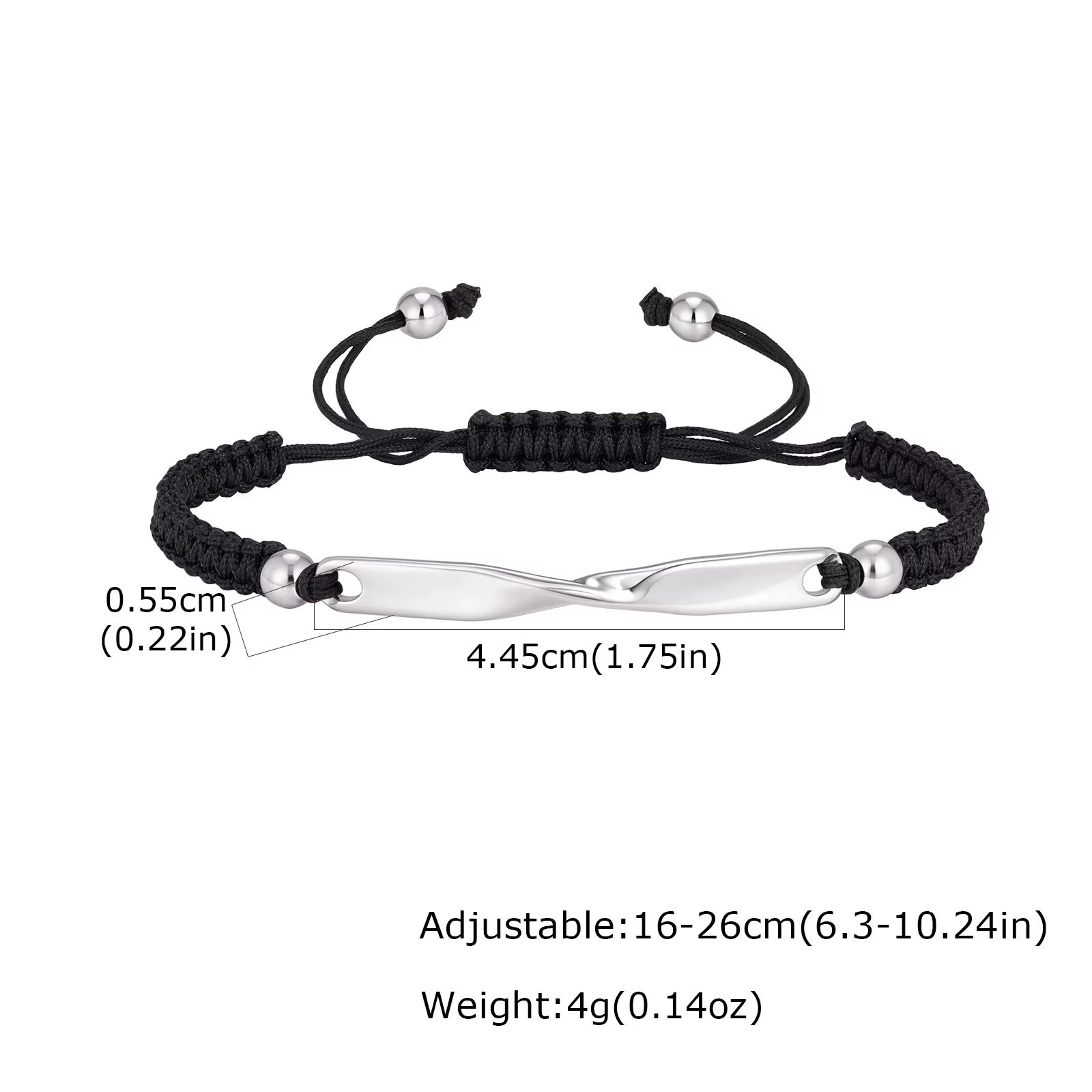 Bracelet de couple Mobius pour femmes et hommes, lien infini réglable en acier inoxydable, bijoux d'