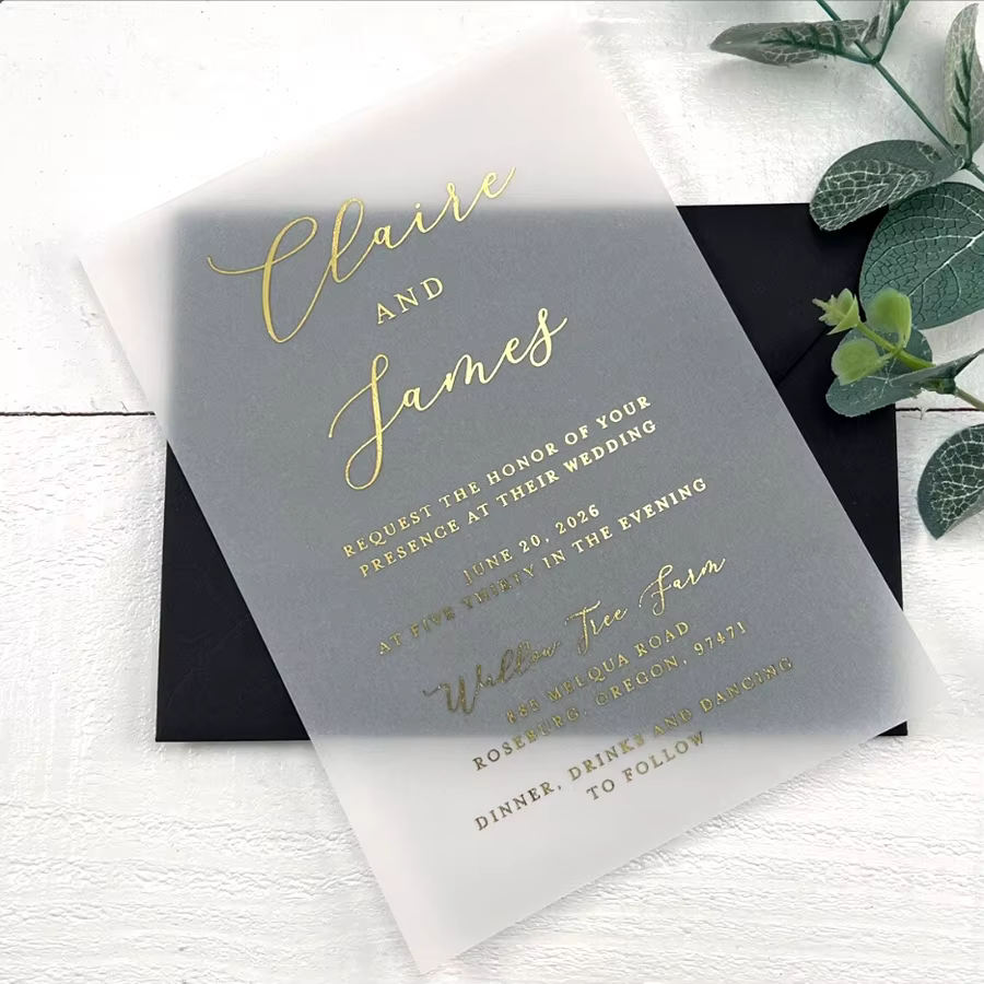 Invitations de mariage personnalisées avec enveloppes, Invitations de mariage en vélin, Invitation t