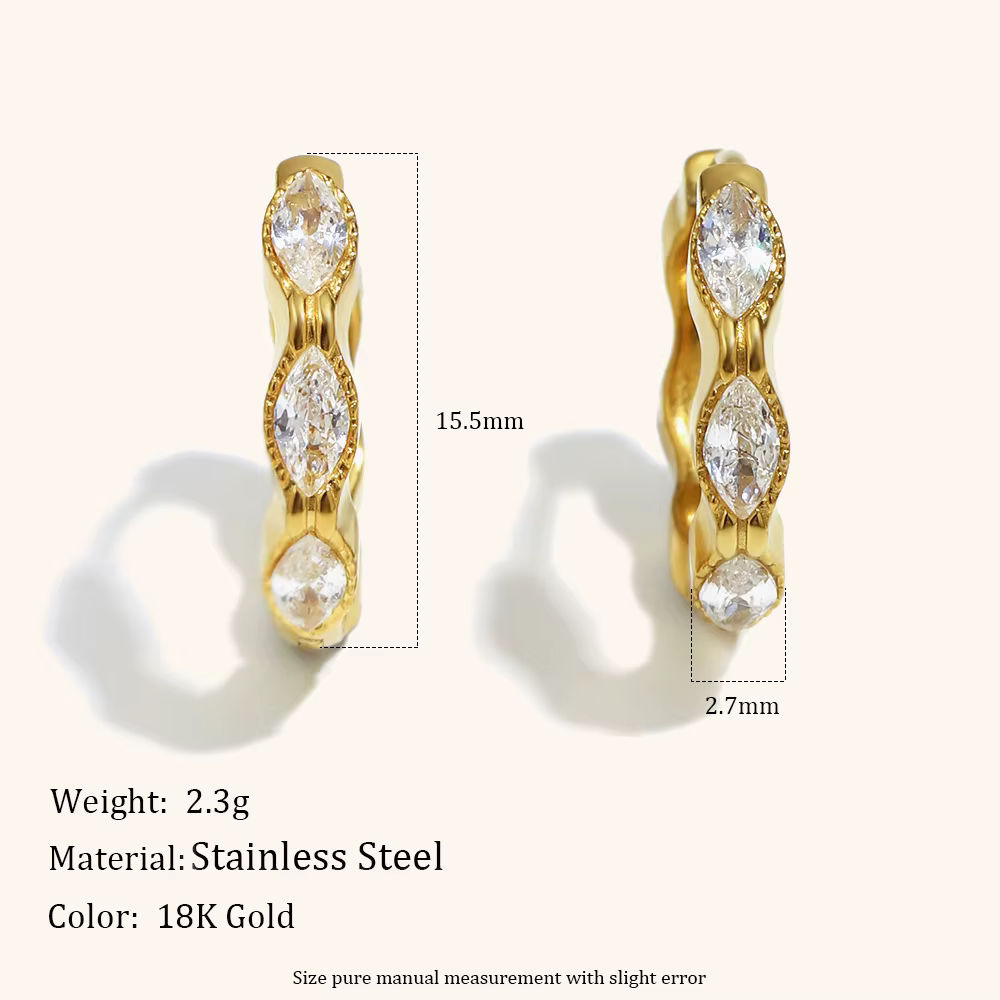 La. Muses – boucle d'oreille de luxe en Zircon pour femmes, œil de cheval brillant, en acier inoxyda