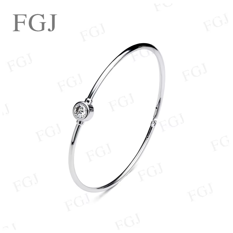 Bracelets en argent sterling S925 plaqué or blanc, diamants en moissanite véritable de 5 mm, taille 