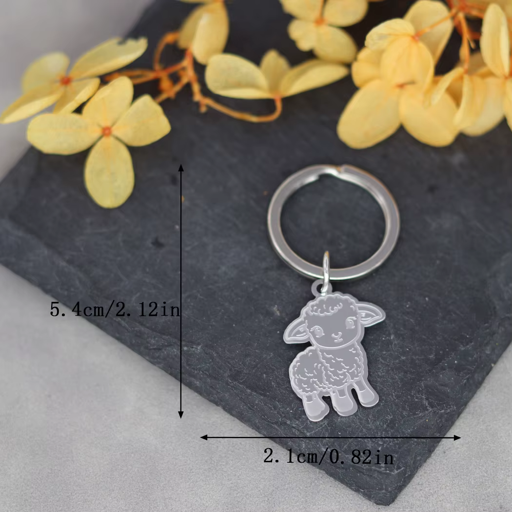 Porte-clés unisexe en acier inoxydable avec agneau de dessin animé, breloques animales, mouton migno