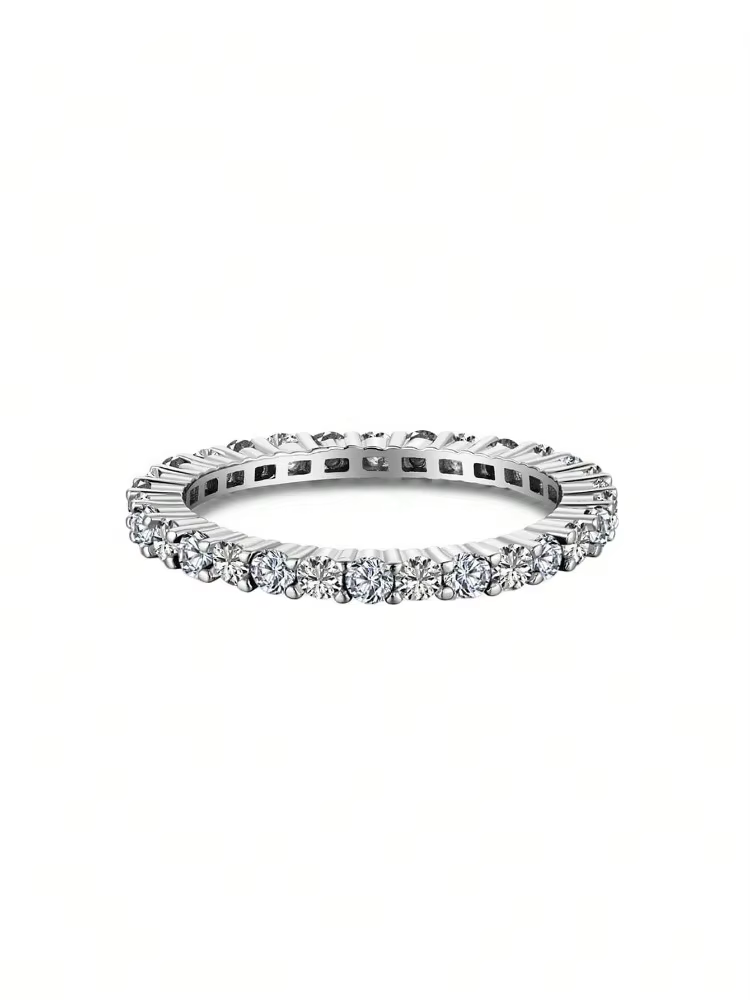 Bague empilable en argent sterling 925, multicolore, brillante, entièrement sertie de zircon, pour f