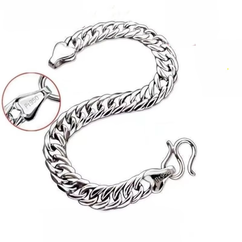 Bracelet chaîne en platine véritable PT950 pour homme, design masculin de luxe léger, bijou haut de 