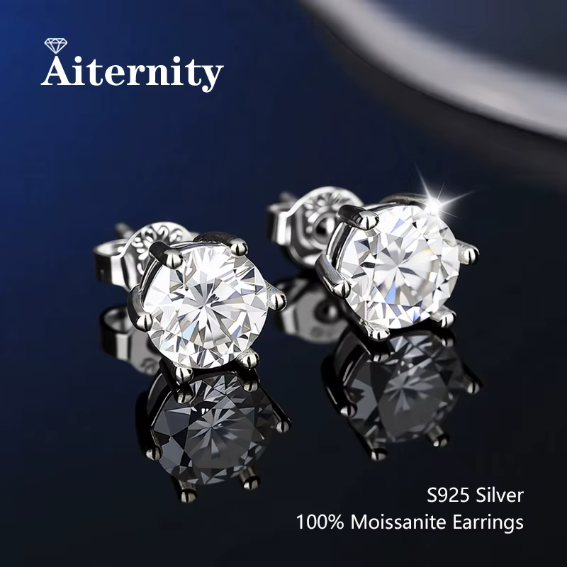 Boucles d'oreilles Moissanite en argent Sterling 100% véritable, avec 2 certificats D VVS1, stylo de
