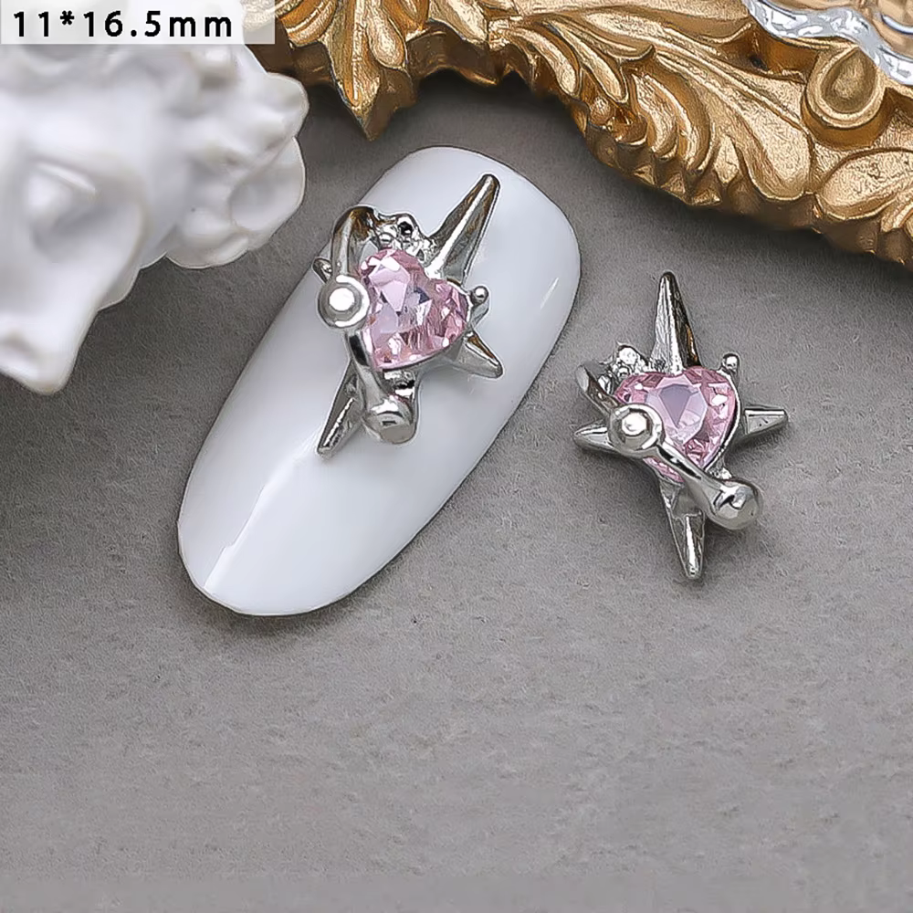 Breloques Polyvalentes en Forme de Cœur Étoilé, Chrome, Argent, Croix, Étoile, Punk, Heartstar, Comm