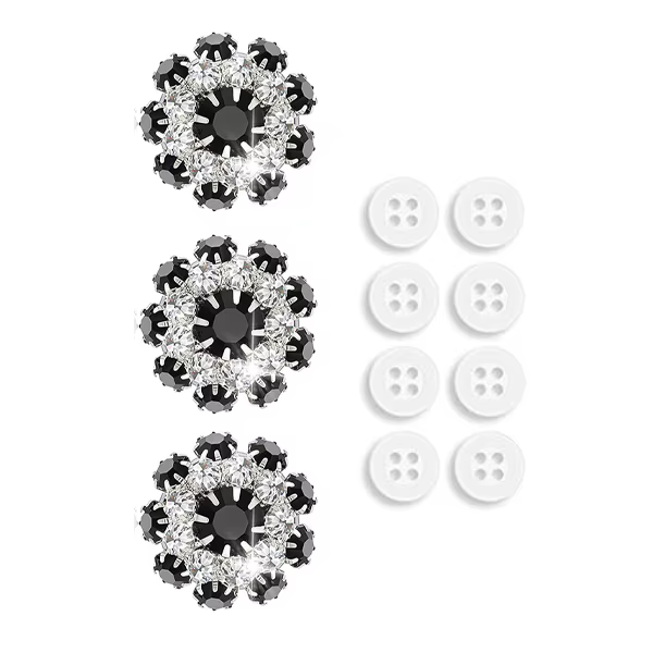 Couvre-boutons en strass avec 8 boutons de couture, boutons en cristal à Clip sur bouton, bijoux pou
