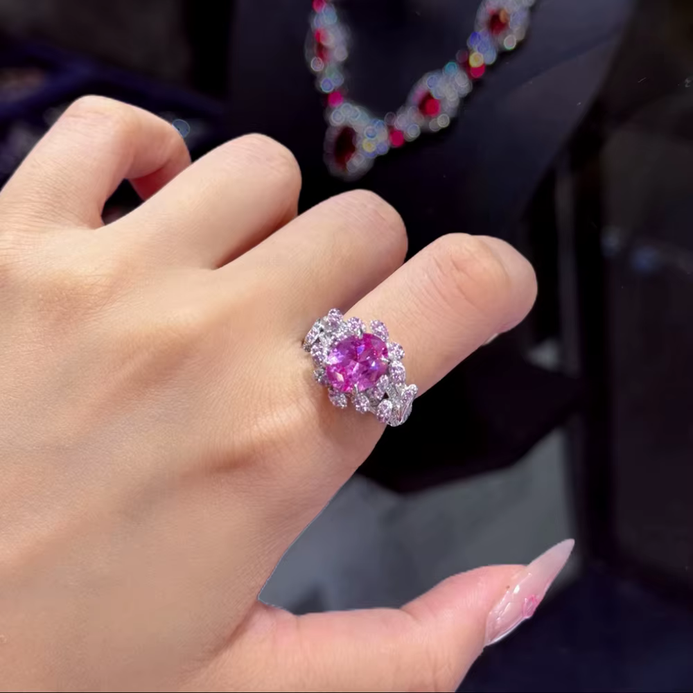 Wong Rain luxe 925 en argent Sterling étincelant 8*10 MM saphir haute teneur en carbone diamant gemm