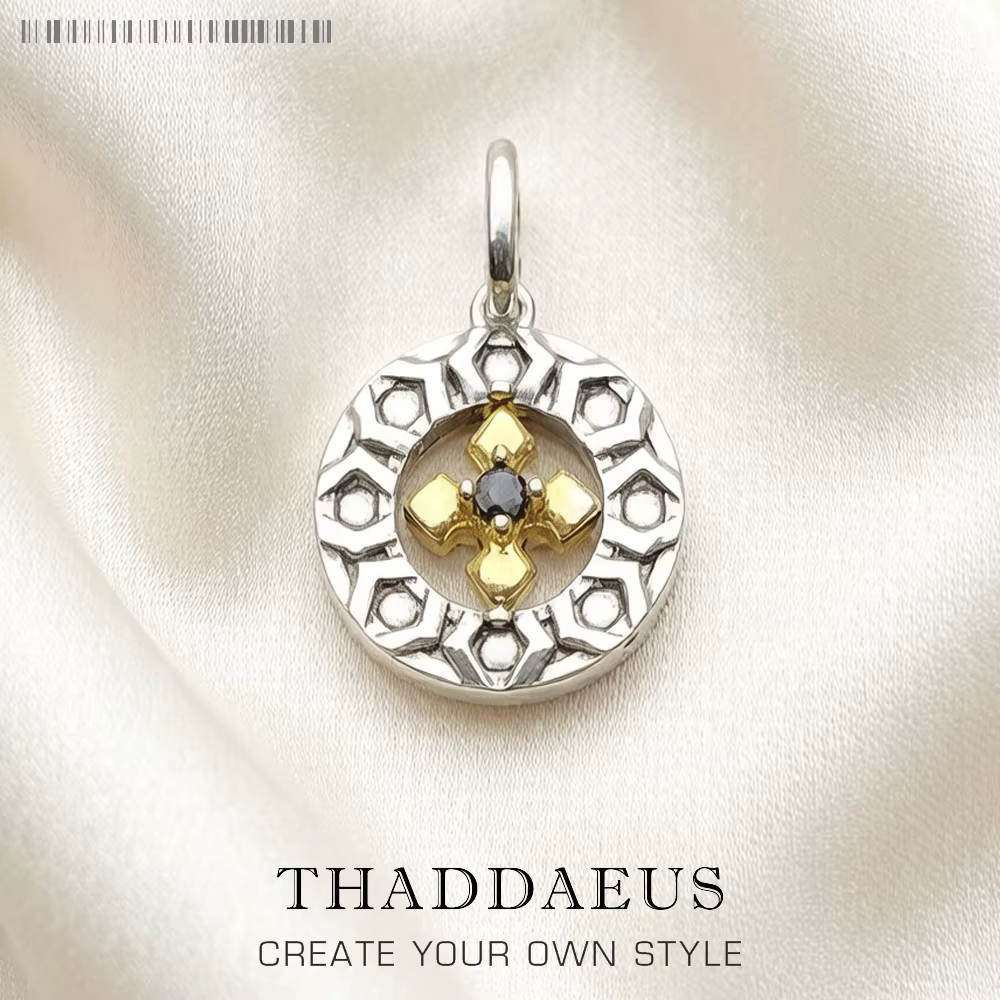 Pendentif aspect bicolore croix été tout nouveau bijoux Europe 925 en argent Sterling Vintage cadeau