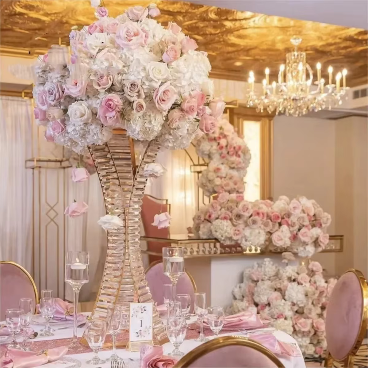 Centre de Table de mariage en acrylique, Table en cristal, colonne de 80cm, Vase de fête en plomb de