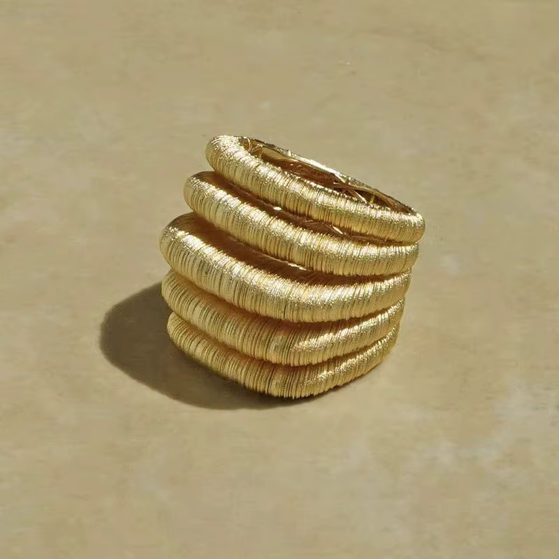 Bague en or électroplaqué luxueuse, design simple, polyvalent et élégant, accessoire léger et tendan