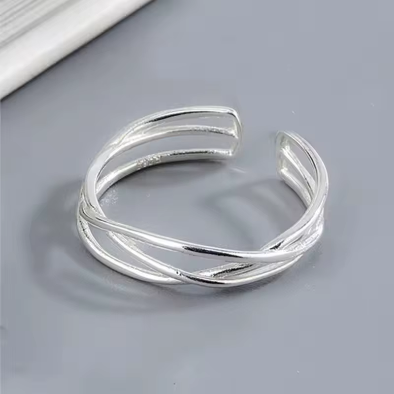 Bague torsadée en fil d'argent Sterling 925 pour femmes, cadeau, bijoux à géométrie irrégulière, acc