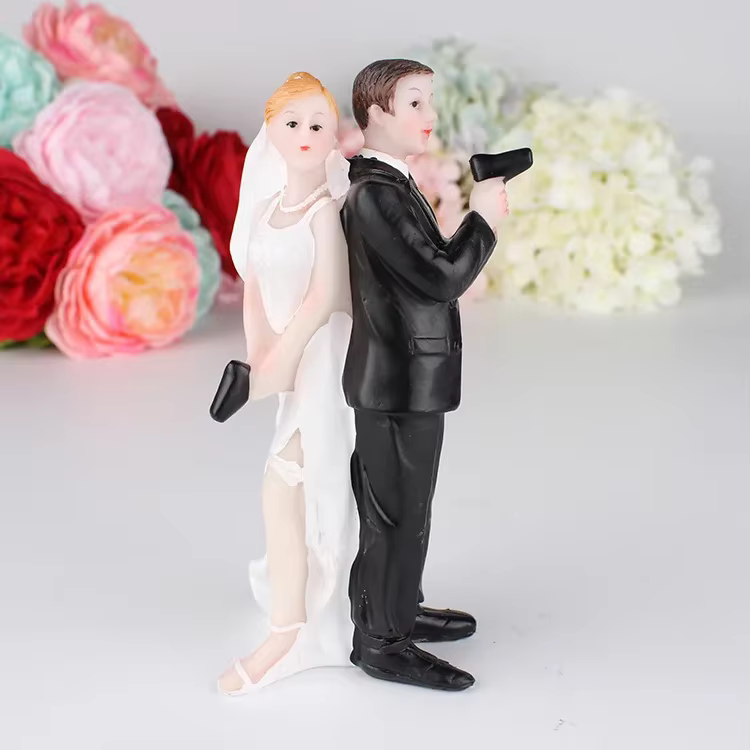 Nouvelles décorations de gâteau poupées Figurines de mariée et de marié décorations de gâteau de mar