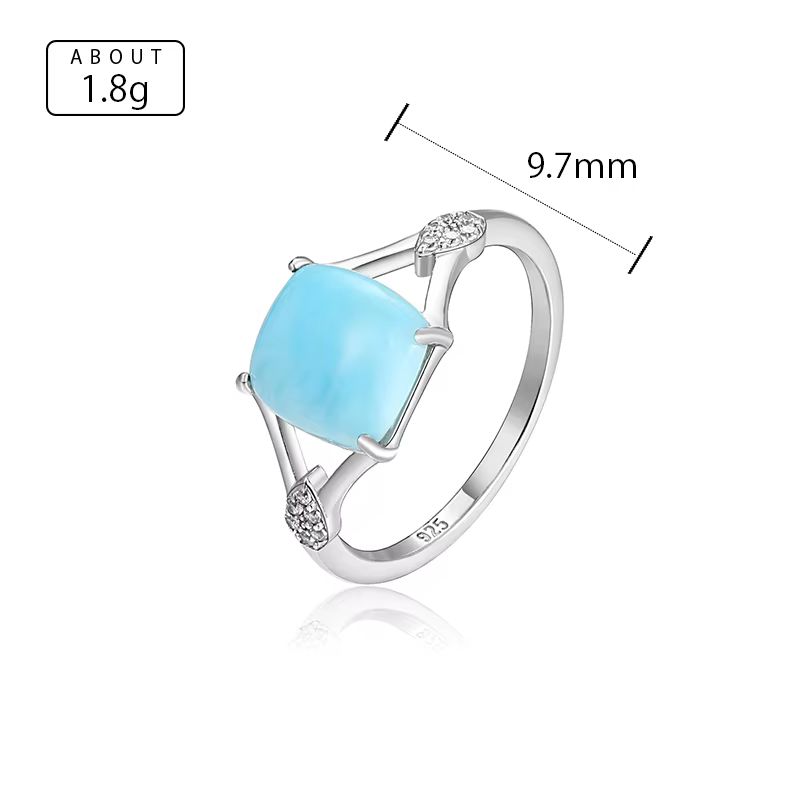Bagues en pierres précieuses naturelles pour filles, matiques Larimar, argent regardé 925, bijoux fi