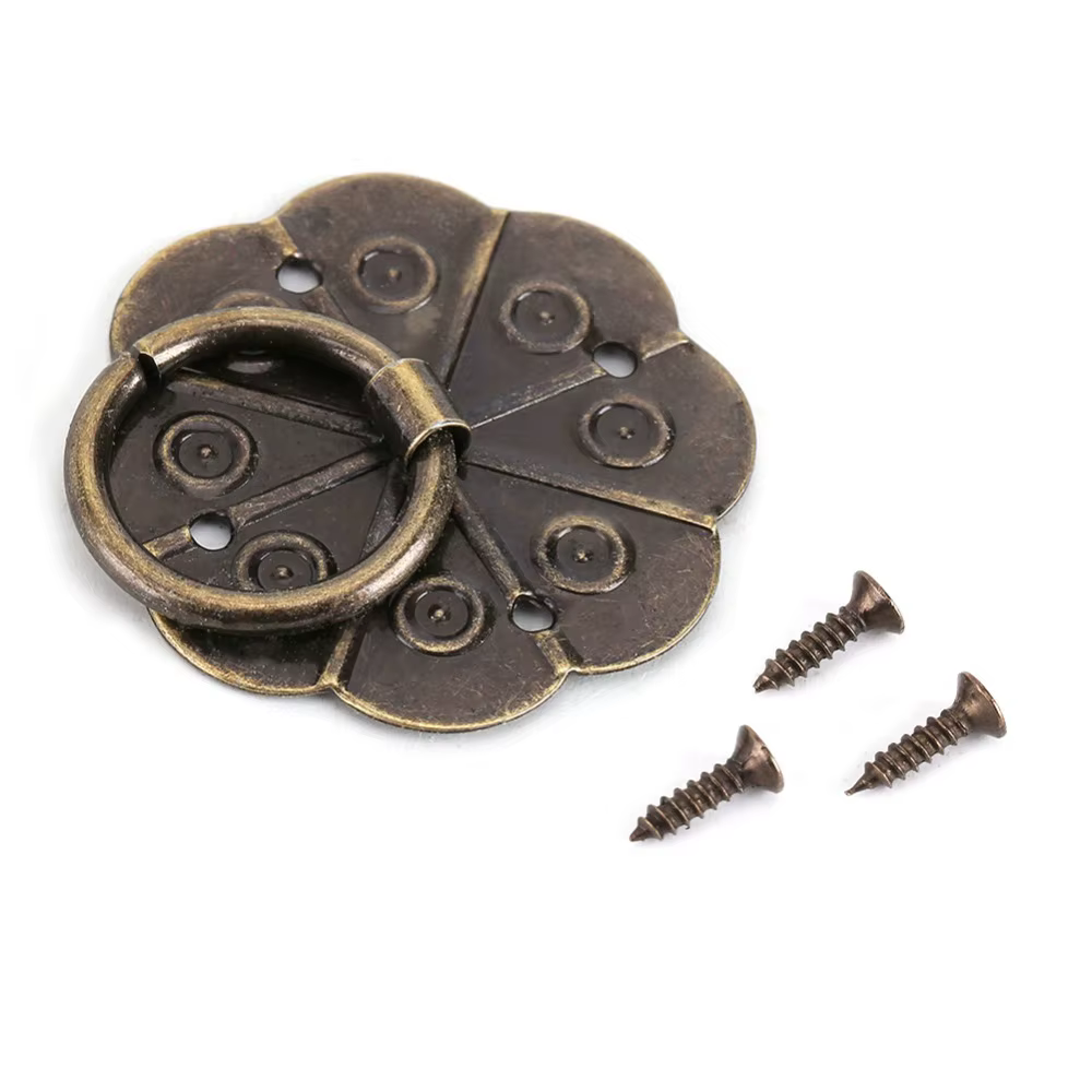 Poignées de meuble antiques 3x3cm, 20 pièces, motif floral, couleur Bronze, poignées de tiroir, boît
