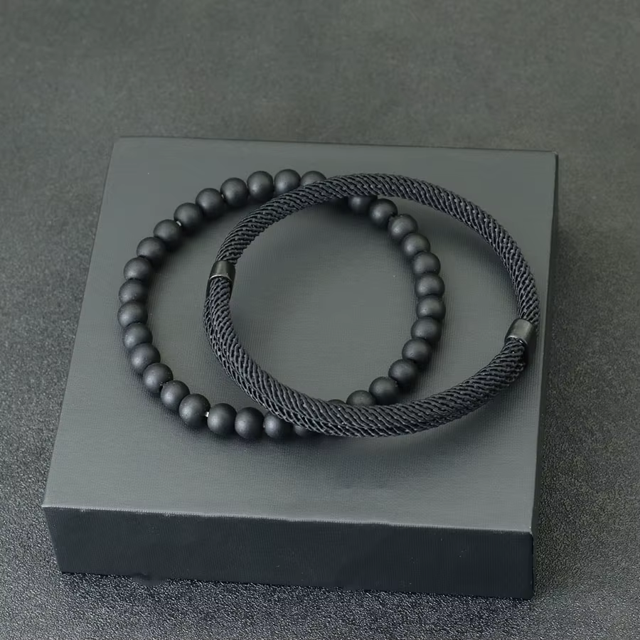 Mode hommes Bracelet ensemble 2 pièces coulissant réglable chanceux fil rouge Braslet Accesorios Hom