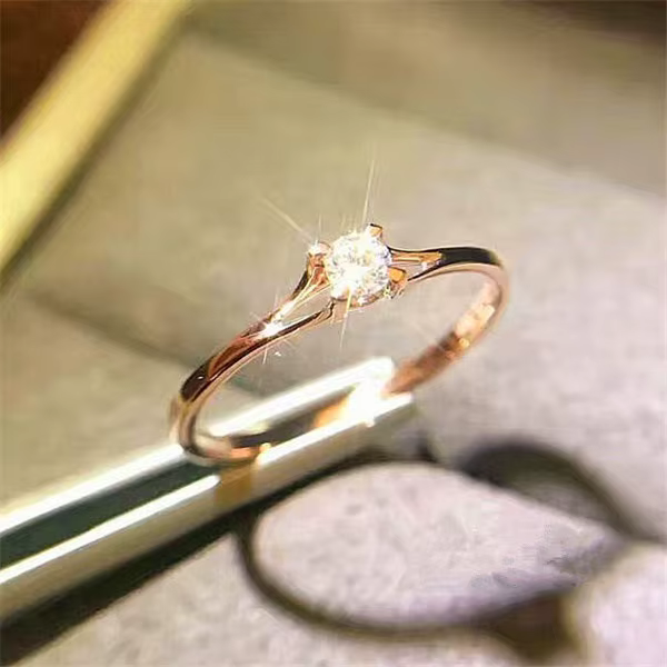 Bague délicate en pierre unique – Bague minimaliste plaquée argent 925/or Rose pour femme, cadeau de