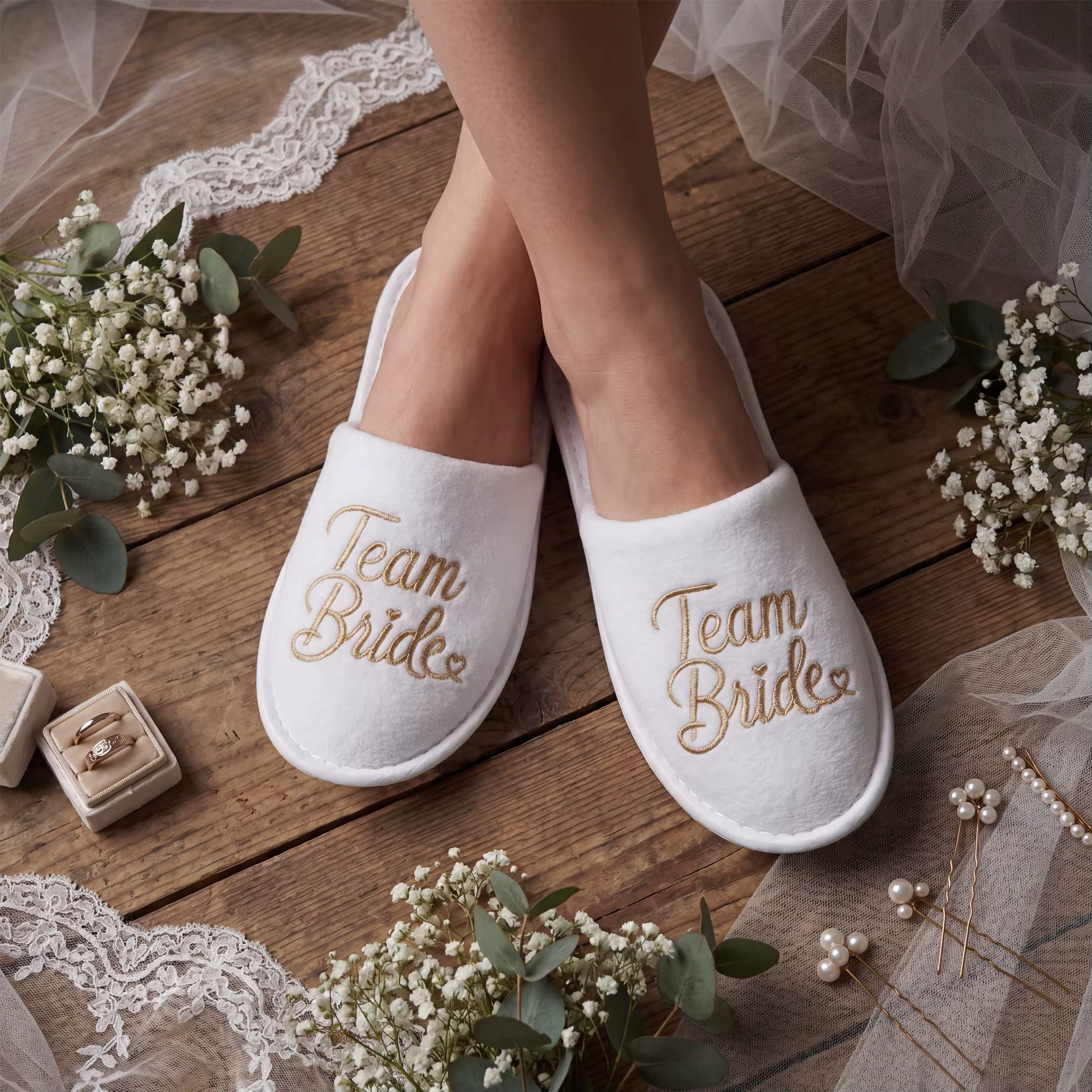 1/7 paires de pantoufles de mariage à bout fermé, douces et confortables, pour la douche nuptiale, l