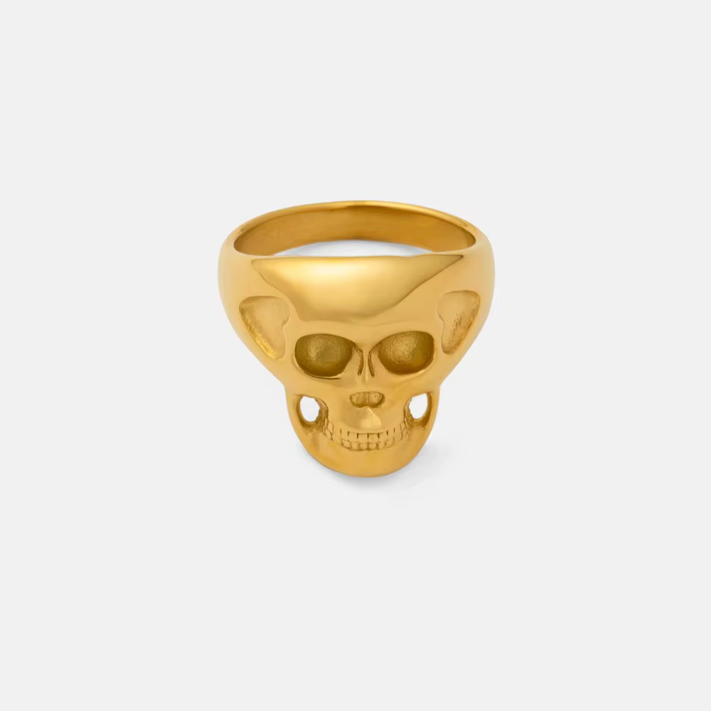 Bague gothique abstraite à trou rond creux, crâne irrégulier, anneaux de visage humain mixte pour fe