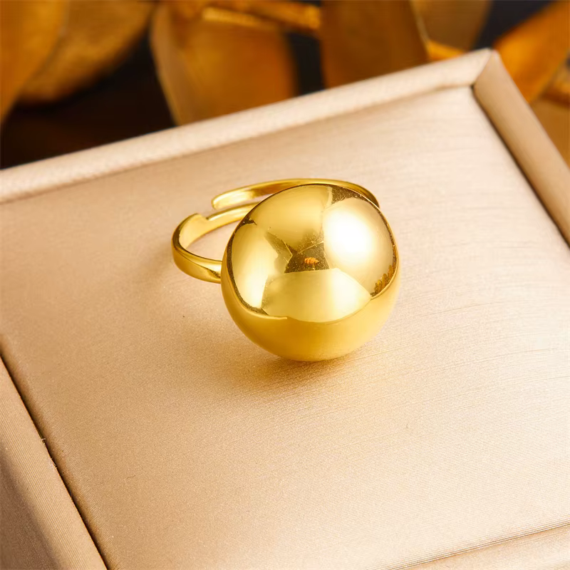 DIEYURO 316L acier inoxydable couleur or rond ouvert bague pour femmes fille mode nouveaux bijoux ca