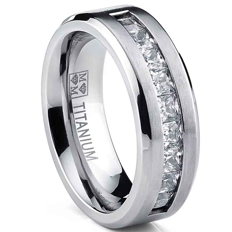 Bagues en acier inoxydable pour hommes, bague carrée en zircon cubique, alliances, accessoires de bi